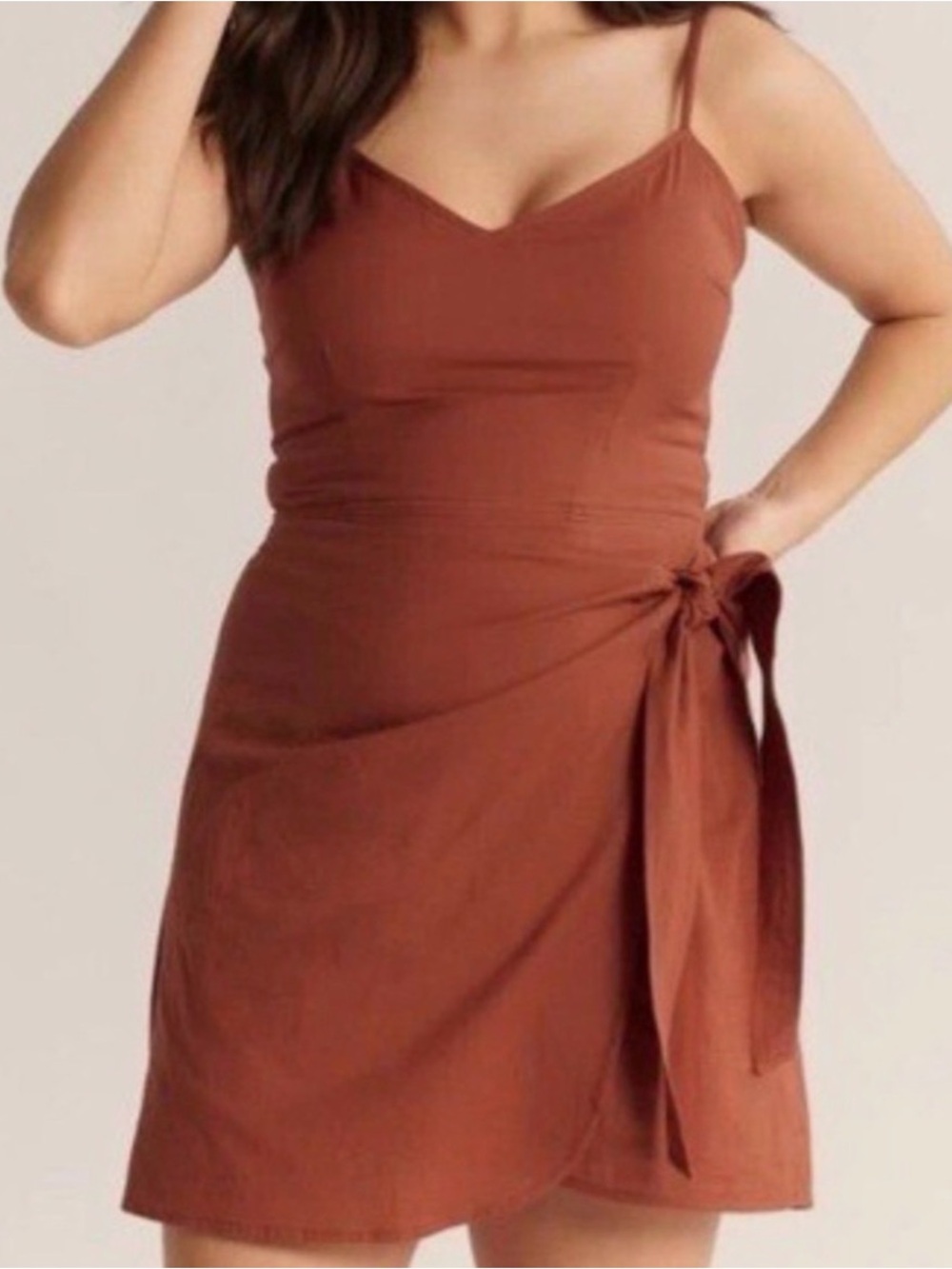 Abercrombie & Fitch Rust Tie-Waist Spaghetti Strap Dress